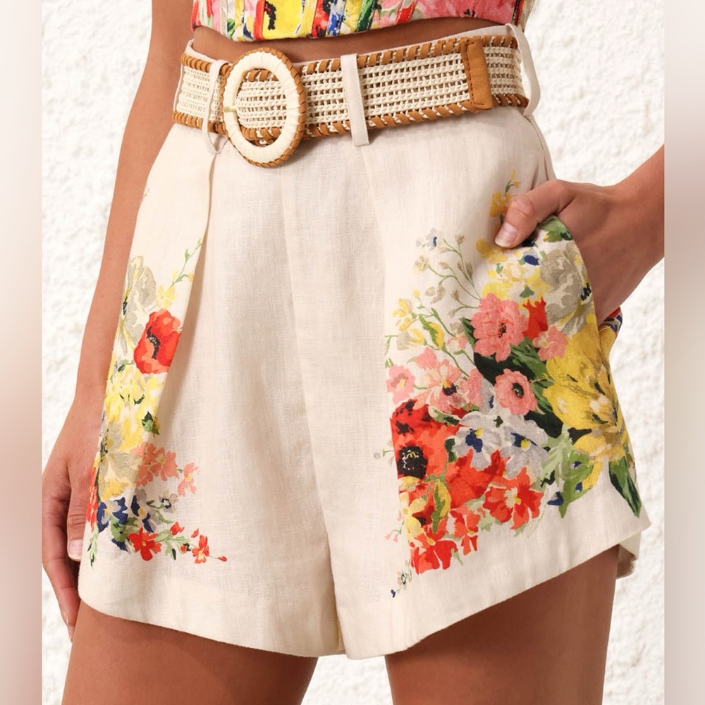 Zimmermann Alight floral-print linen shorts